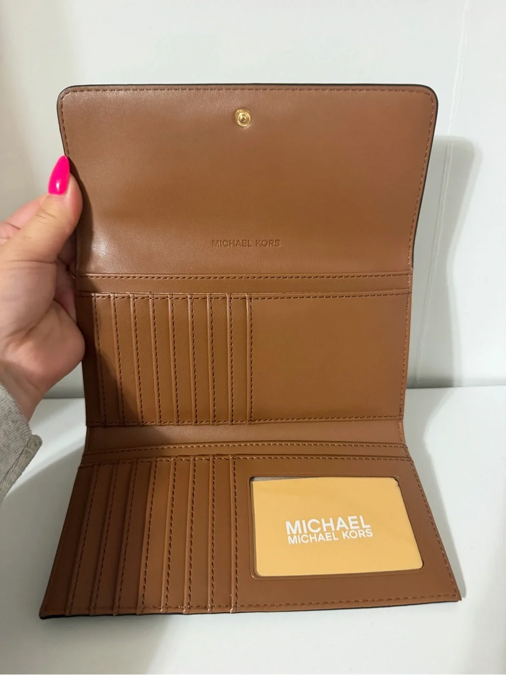 Michael Kors Brown Monogram Continental Wallet with Gold Logo